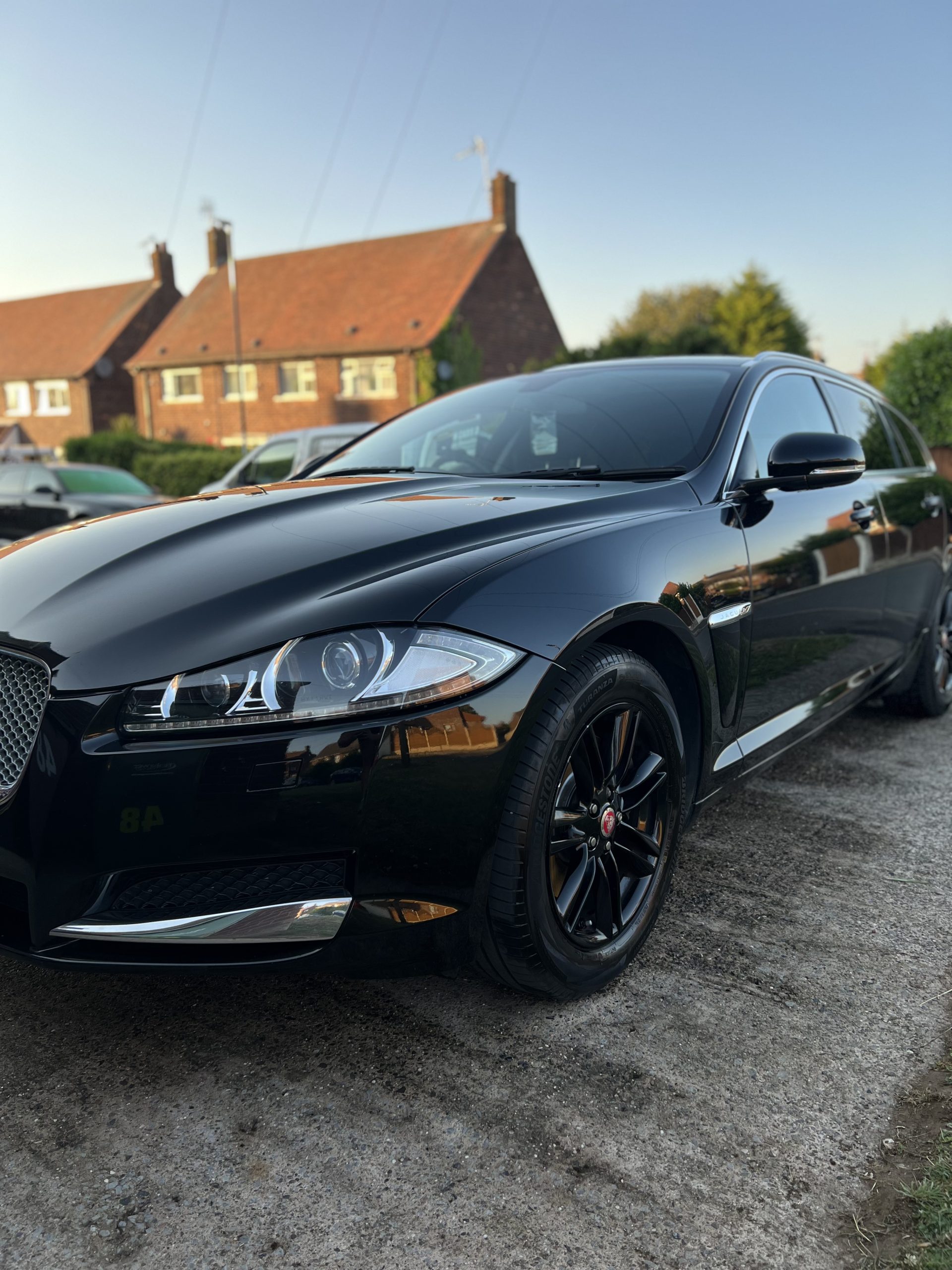 Black Jaguar after professional car detailing in Chesterfield
